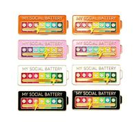 8 pines esmaltados con batería social, My Social Battery para 7 días, broche de conversión de estado de ánimo, broche de expresión creativa, divertidos pines emocionales esmaltados para niños, niñas