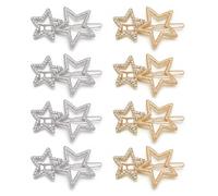 8 pinzas para el pelo con forma de estrella para mujeres y niñas, horquillas de pelo de cristal de diamantes de imitación, pasadores de doble estrella huecas antideslizantes, elegantes accesorios