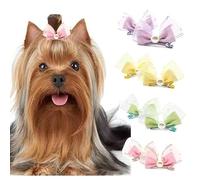 8 pinzas para el pelo de perros, accesorios para el pelo de gatos, mariposa, pasador de gasa dulce para cachorros, gatitos, Yorkshire, perros maltés, golden retriever, labrador, bulldog francés