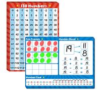 8 Pizarras de Línea Numérica, Pizarra de Borrado en Seco de Doble Cara para Escribir y Borrar 130 Números Pizarra Blanca para Niños, Estudiantes, Aula y Hogar (Cada una Mide 30.5cm x 23cm)