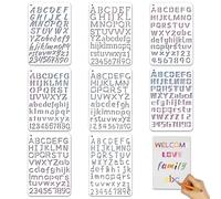 8 Plantillas de Letra y Número, Juego de Plantillas de Plástico del Alfabeto, Utilizadas para Pintar y Dibujar (Blanco)