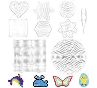 8 Plantillas de Perlas de Plancha en Muchas Formas, Planchas de Cuentas para Planchar, Plantillas de Perlas de Plancha con Pinzas, Estrella, Hexagonal, Corazón, Flor, Placas Cuadrado Transparente