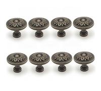 8 pomos de cajón vintage, pomos de aleación de zinc con patrón de flores, tiradores de tocador para puerta de cajón de gabinete, 1, 2 x 1 pulgada