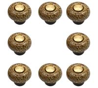 8 pomos redondos de cerámica para puertas de cómoda, 32 x 26 mm, manijas de muebles esmaltadas vintage con acento de latón, perilla decorativa para armarios de cocina, cajones, armarios, bricolaje