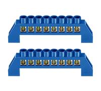 8 posiciones, bloque de terminales azul, barra colectora, barra de puesta a tierra de latón con sujeciones roscadas para caja eléctrica (2 piezas)