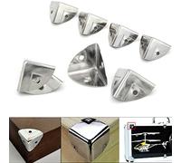 8 protectores de esquina plateados, protectores de ángulo de metal para caja de cajuela de madera, cofre y aluminio