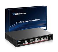 8 Puertos 10Gb Ethernet Switch No Administrado, 8X 10Gbe Base-T Puertos, GiGaPlus 10G Network Switch para 10Gbps NAS, PC, WiFi7 Router, 10Gbps Adapter/Nic. Montaje en sobremesa/Rack de 19 Pulgadas