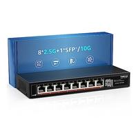 8 Puertos 2.5G Switch Ethernet de Sobremesa No Gestionado con SFP 10G, Capacidad de Conmutación de 60Gbps, Compatible 100/1000/2500Mbps, Montaje en Pared Conmutador de Red YuanLey 2.5Gbe