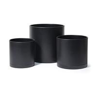 8 Pulgadas 10 Pulgadas 12 Pulgadas, Set of 3, Black Color Planter Pots for Plants with Drenage Hole and Seamless Saucers, X-Large, 74-E-XL-2