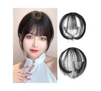 8 pulgadas Clip en 3D Air Bangs flequillo de pelo de aspecto natural para mujeres y niñas de dos piezas con clip de poni, peluca parcial (negro natural)