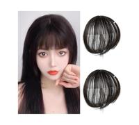 8 pulgadas Clip en 3D Air Bangs flequillo de pelo de aspecto natural para mujeres y niñas de dos piezas con clip de poni, peluca parcial (marrón oscuro)
