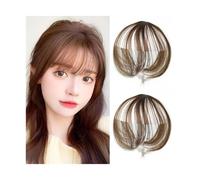 8 pulgadas Clip en 3D Air Bangs flequillo de pelo de aspecto natural para mujeres y niñas de dos piezas con clip de poni, peluca parcial (marrón claro)