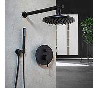 8 Pulgadas Matte Black Round Roundwall Baño Ducha Ducha Medón Mundial Ducha De Lluvia Mezcladora Cabezal De Ducha Y Ducha De Mano