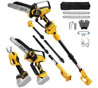 8 Pulgadas Mini Motosierra Telescopica & 28 mm Tijeras de Podar Eléctricas para Dewalt 18 V, 20 V batería, 4 en 1 Kit de Herramientas de Jardín, Alcance Máximo Hasta 4,5 m
