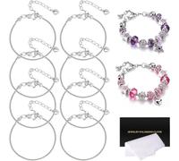 8 pulseras ajustables de plata con dije de serpiente de 3 mm, delicadas pulseras de cadena de serpiente con cierre de langosta de corazón, cadenas extensoras para Navidad, bricolaje, suministros de