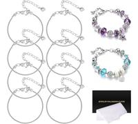 8 pulseras ajustables de plata con dije de serpiente de 3 mm, delicadas pulseras de cadena de serpiente con cierre de langosta de corazón, cadenas extensoras para Navidad, bricolaje, suministros de