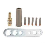 8 puntas de soldadura MIG y kit de boquillas para linterna 15AK, puntas de contacto de cobre sin revestimiento con soporte y llave, apertura de 0.6-1.2 mm para soldadura profesional y bricolaje (0.9