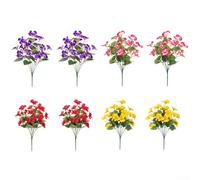 8 ramos de flores artificiales de hibisco de 16.5 pulgadas, resistentes a los rayos UV, plantas de seda falsa con 5 ramas por tallo, flores artificiales realistas para el hogar, jardín, boda, fiesta
