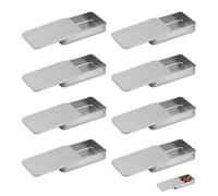 8 recipientes pequeños de metal con tapa deslizante, recipientes de metal vacíos con tapa, rectangulares, inoxidables, minicajas de almacenamiento para dulces, joyas y manualidades (5 × 2,5 × 1 cm)