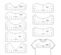 8 reglas de alineación de camisetas transparentes PVC plantilla para serigrafía HTV costura adultos jóvenes niños