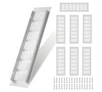 8 rejillas de ventilación, 80 x 200 mm, de aluminio, con 32 tornillos, rejilla de ventilación rectangular, color blanco, para zapatero, baño, cocina, salón