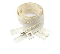 8# Resina Dientes Gruesos Chaqueta de Plumón para Mujer Cremallera Cabeza doble Apertura doble Ropa Cremallera Tira Abrigo de Algodón, Arroz blanco 80cm, 8#