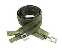 8# Resina Dientes Gruesos Chaqueta de Plumón para Mujer Cremallera Cabeza doble Apertura doble Ropa Cremallera Tira Abrigo de Algodón, Verde militar 80cm tipo 2, 8#