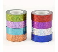 8 Rollos de Cinta a Base de Tela Láser, Ideal para Decoración de Empaquetado de Regalos, Bordes Decorativos de Marcos y Cinta Decorativa Artística con