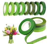 8 Rollos de Cinta Verde para Flores 27 m x 12 mm Cinta Floral Verde Adhesiva Suministros de Floristería para Envolver Tallos de Ramo y Manualidade, 4 Colores