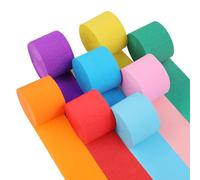 8 rollos de papel crepé colorido, cinta decorativa, serpentinas fiesta para bodas, carnaval, celebraciones y proyectos creativos, tiras multicolor de 4,5 cm x 25 m