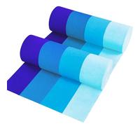 8 rollos en 4 colores degradados de papel crepé azul para fiestas, 8 piezas de 25 m, decoraciones de fiesta, suministros de fiesta para despedida de soltera, boda, cumpleaños, baby shower, graduación