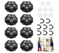 8 ruedas de bolas para muebles y muebles, ruedas pequeñas, universales de 360 grados, para transportar muebles y mercancías (negro)