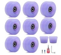 8 ruedas para patines de ruedas, ruedas de doble , ruedas de patines con rodamientos, 2 topes para patines cuádruple, color morado