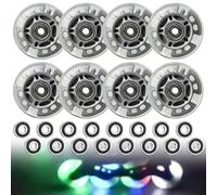 8 ruedas para patines en línea, 72 mm, luminiscencia, ruedas silenciosas con rodamiento de bolas, para todo tipo de patines de ruedas, adecuadas para adultos, niños (plata transparente)