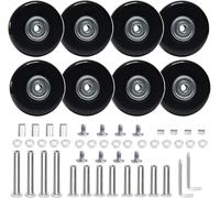 8 ruedas silenciosas de poliuretano con kit de instalación completo, rodamientos, ejes de tornillo, espaciadores y llaves para repuesto de ruedas de maleta de equipaje (50 x 18)