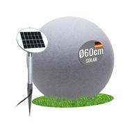 8 seasons Design - Lámpara solar esférica de 60 cm (piedra) LED blanco cálido, sensor crepuscular, resistente a la intemperie, gran lámpara solar para exterior (jardín, terraza, balcón), resistente y