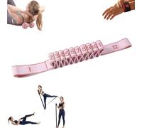 8-Section Fitness Resistance Band with Handles, Numbered Stretching Strap for Yoga, Pilates&Physical Therapy, Adjustable Full Body Exercise Puller for Flexibility, Home Gym&Strength Training (Pink,L)