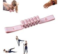 8-Section Fitness Resistance Band with Handles, Numbered Stretching Strap for Yoga, Pilates&Physical Therapy, Adjustable Full Body Exercise Puller for Flexibility, Home Gym&Strength Training (Pink,S)