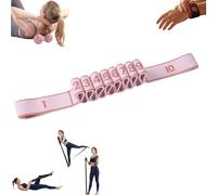 8-Section Fitness Resistance Band with Handles, Numbered Stretching Strap for Yoga, Pilates&Physical Therapy, Adjustable Full Body Exercise Puller for Flexibility, Home Gym&Strength Training (Pink,M)