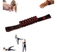 8-Section Fitness Resistance Band with Handles, Numbered Stretching Strap for Yoga, Pilates&Physical Therapy, Adjustable Full Body Exercise Puller for Flexibility, Home Gym&Strength Training (black,M)