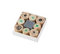8 sellos de flores de madera con almohadilla de de 25 mm y 30 mm, sellos de madera para manualidades, sellos para álbumes de recortes, para hacer tarjetas, diario, álbum de fotos, flor de