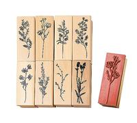 8 sellos de madera, sellos de madera vintage, juego de sellos con estampado de flores, accesorios de manualidades, reutilizables, adecuados para álbumes de recortes, diarios, álbumes de fotos