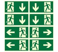 8 señales de salida de emergencia, señales de salida de emergencia, retroiluminadas, 30 x 15 cm, señales de salida de emergencia, iluminación de emergencia para letreros informativos, camino de