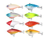 8 señuelos de Pesca flotantes de 11 g y 7 cm con Ojos realistas en 3D, Cebo Artificial Luya para Agua Salada y Agua Dulce, Bola de Acero giratoria incorporada para lanzamientos lar