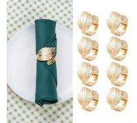 8 servilleteros dorados hechos de aleación resistente para un uso duradero en mesas formales, bodas, fiestas y presentaciones de comidas navideñas
