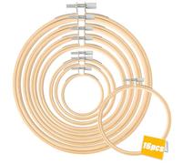 8 Tamaños Aros de Bordado de Bambú (10-13-15-18-20-23-26-30cm), 16 Piezas Bastidores para Bordados, Marcos de Punto de Cruz Ajustables, Adecuado para Bordado, Obras de Arte y Herramientas DIY