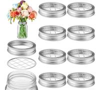 8 tapas de rana de flores de metal con patrón de rejilla de agujero cuadrado para un posicionamiento seguro del tallo en recipientes florales de 70 mm o 86 mm de diámetro (A)