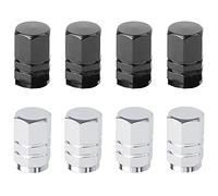 8 Tapas de válvula de neumático de Coche, Tapas de válvula de Coche, Tapas de Rueda de Coche, Tapones neumáticos hexagonales para Motocicleta, Bicicleta, Scooter eléctrico (Negro, Plateado)