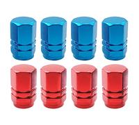 8 Tapas de válvula de neumático de Coche, Tapas de válvula de Coche, Tapones de Rueda de Coche, Tapones neumáticos hexagonales para Motocicleta, Bicicleta, Scooter eléctrico (Rojo, Azul)