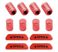 8 tapas de válvulas, 1 juego de pegatinas reflectantes, tapones antipolvo para coche, accesorios rojos, tapas de polvo para bicicleta, cubiertas de neumáticos de coche